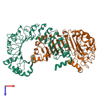 PDB entry 8drn coloured by chain, top view.