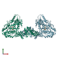 PDB entry 8dti coloured by chain, front view.