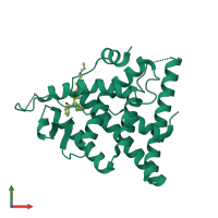 PDB entry 8dud coloured by chain, front view.