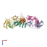 PDB entry 8dw2 coloured by chain, top view.
