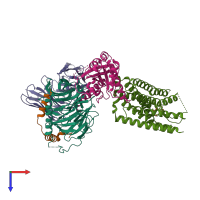 PDB entry 8dzq coloured by chain, top view.
