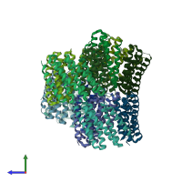 PDB entry 8e0m coloured by chain, side view.