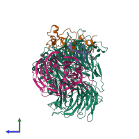 PDB entry 8e3i coloured by chain, side view.