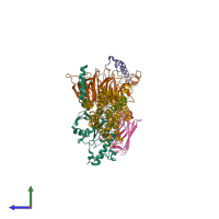 PDB entry 8e3z coloured by chain, side view.