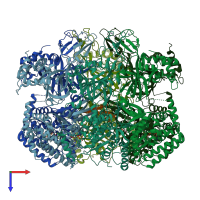 PDB entry 8eaf coloured by chain, top view.