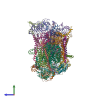 PDB entry 8ec0 coloured by chain, side view.
