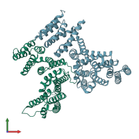 PDB entry 8edo coloured by chain, front view.
