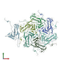 PDB entry 8edu coloured by chain, front view.