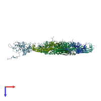 PDB entry 8edu coloured by chain, top view.