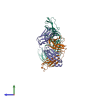 PDB entry 8ee5 coloured by chain, side view.