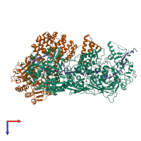 PDB entry 8eex coloured by chain, top view.