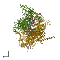 PDB entry 8eg7 coloured by chain, side view.