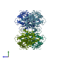 PDB entry 8ehg coloured by chain, side view.