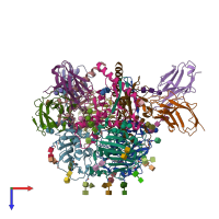 PDB entry 8ejj coloured by chain, top view.