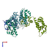 PDB entry 8ejl coloured by chain, top view.