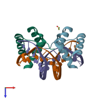 PDB entry 8ejo coloured by chain, top view.