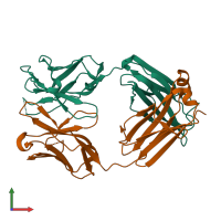 PDB entry 8ekh coloured by chain, front view.