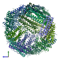 PDB entry 8en7 coloured by chain, side view.
