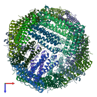PDB entry 8en7 coloured by chain, top view.