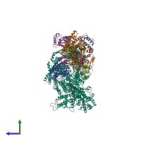 PDB entry 8eoi coloured by chain, side view.