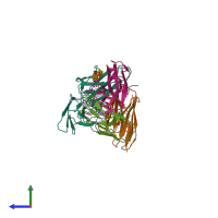 PDB entry 8epa coloured by chain, side view.