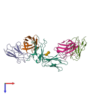 PDB entry 8epa coloured by chain, top view.