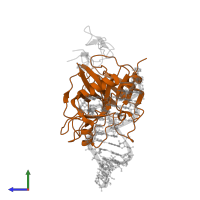 Coagulation factor IXa heavy chain in PDB entry 8epk, assembly 1, side view.