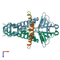 PDB entry 8eqs coloured by chain, top view.