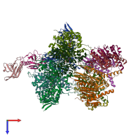 PDB entry 8et3 coloured by chain, top view.