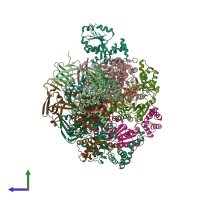 PDB entry 8ets coloured by chain, side view.
