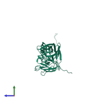 PDB entry 8eu6 coloured by chain, side view.