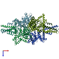 PDB entry 8ew0 coloured by chain, top view.