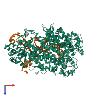 PDB entry 8ewg coloured by chain, top view.