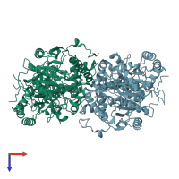 PDB entry 8eww coloured by chain, top view.