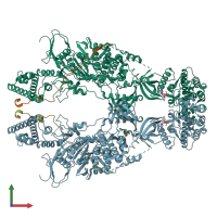 PDB entry 8ewy coloured by chain, front view.