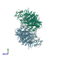 PDB entry 8ewy coloured by chain, side view.