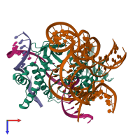 PDB entry 8exa coloured by chain, top view.