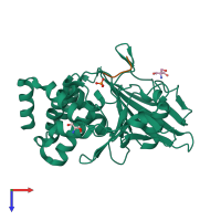 PDB entry 8exn coloured by chain, top view.