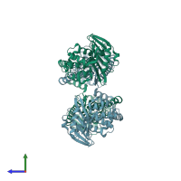 PDB entry 8exp coloured by chain, side view.