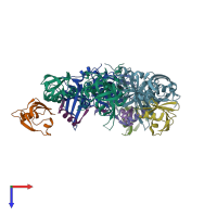 PDB entry 8f1t coloured by chain, top view.