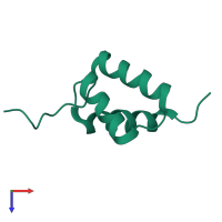 Monomeric assembly 1 of PDB entry 8f36 coloured by chemically distinct molecules, top view.