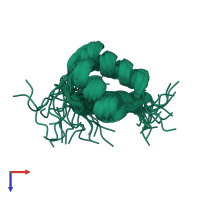 PDB entry 8f36 coloured by chain, ensemble of 20 models, top view.