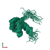 PDB entry 8f37 coloured by chain, ensemble of 20 models, front view.