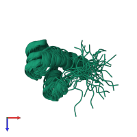 PDB entry 8f37 coloured by chain, ensemble of 20 models, top view.