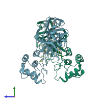 PDB entry 8f46 coloured by chain, side view.