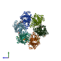 PDB entry 8f74 coloured by chain, side view.