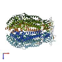 PDB entry 8f74 coloured by chain, top view.