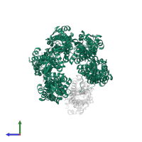 Soluble cytochrome b562 in PDB entry 8f74, assembly 1, side view.