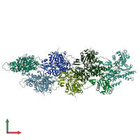 PDB entry 8f8r coloured by chain, front view.