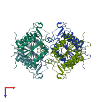 PDB entry 8f9b coloured by chain, top view.